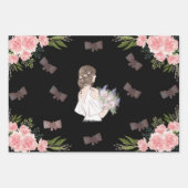 フローラ結婚ズゲートブライダルシャワーブラック ラッピングペーパーシート (正面3)