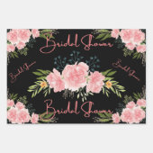 フローラ結婚ズゲートブライダルシャワーブラック ラッピングペーパーシート (正面2)