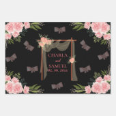 フローラ結婚ズゲートブライダルシャワーブラック ラッピングペーパーシート (正面)