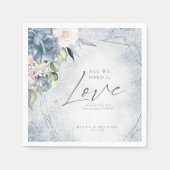 フローラ結婚ズダストブルーID889 スタンダードカクテルナプキン (正面)