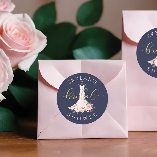 フローラ結婚ズドレスネイビーブライダルシャワー ラウンドシール