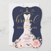 フローラ結婚ズドレスネービーブライダルシャワーの招待 招待状 (正面)