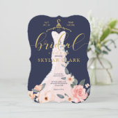 フローラ結婚ズドレスネービーブライダルシャワーの招待 招待状 (スタンド正面)