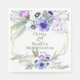 フローラ結婚ズバイオレットアネモネフローラブケッツ スタンダードランチョンナプキン