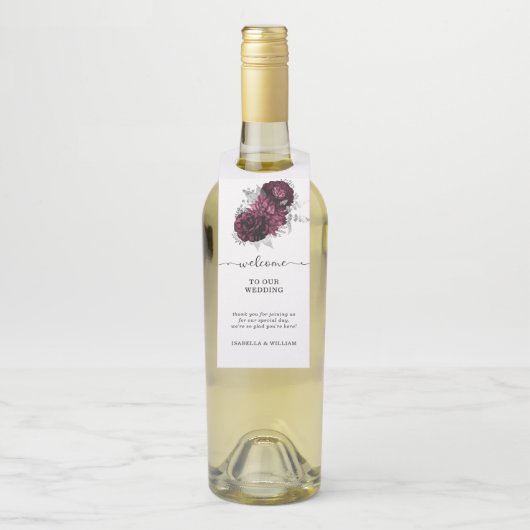 フローラ結婚ズパーソナライズされたブルゴーニュ ボトルネックタグ (ボトル)