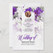 フローラ結婚ズホワイトパープル招待状 招待状 (裏面)