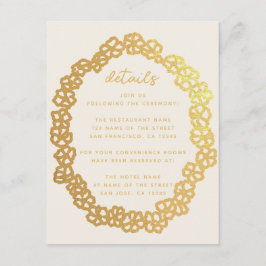 フローラ結婚ズ詳細アイボリーフェイクゴールドフォイルリース エンクロージャーカード