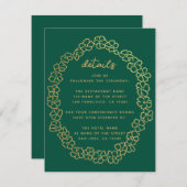 フローラ結婚ズ詳細エメラルドグリーン金ゴールドリース エンクロージャーカード (正面/裏面)