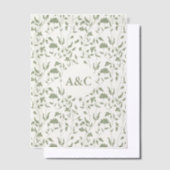 フローラ結婚ズVellumオーバーレイSage Green ベラム紙招待状 (オフセット)