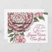 フローラ結婚デザインとのカードの招待 ポストカード (正面/裏面)