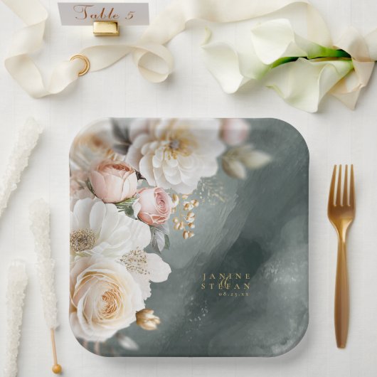 フローラ結婚ドラマの緑ID1022 ペーパープレート (ウェディング)