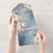 フローラ結婚ドラマの青ID1022 オールインワン招待状 (貼ってはがせる)