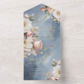 フローラ結婚ドラマの青ID1022 オールインワン招待状 (内側)