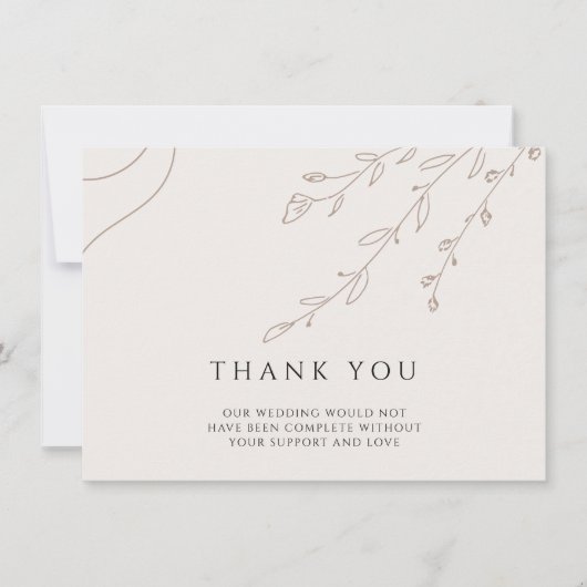 フローラ結婚ニュートラルサンキューカードと写真 招待状 (正面)