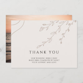 フローラ結婚ニュートラルサンキューカードと写真 招待状