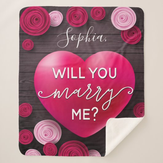 フローラ結婚ハートの提案 – 私と結婚してくれる？ シェルパブランケット (正面)