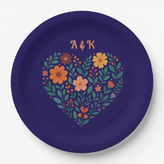 フローラ結婚ハート ペーパープレート