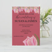 フローラ結婚ピンクのチューリップのマゼンタ招待状 招待状 (スタンド正面)