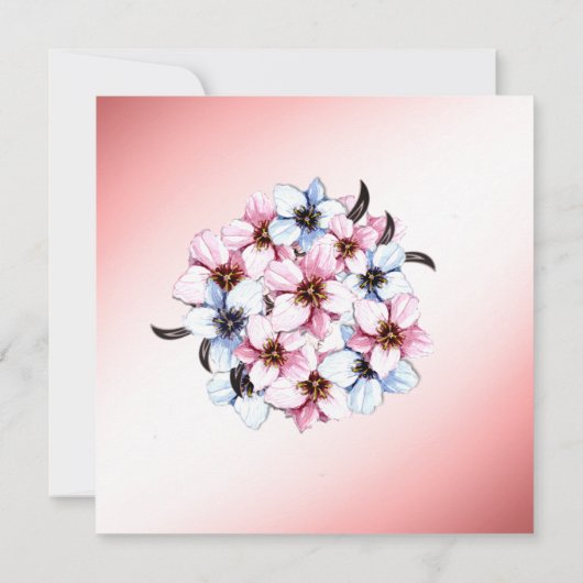 フローラ結婚ピンク招待状 招待状 (裏面)