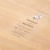 フローラ結婚ピンク アクリル招待状 (レイダウン)