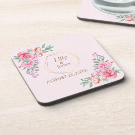 フローラ結婚ピンク コースター