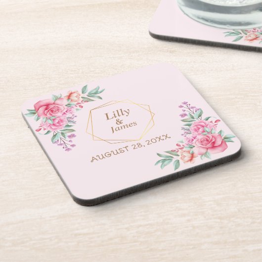 フローラ結婚ピンク コースター (左側)
