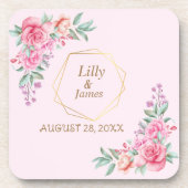 フローラ結婚ピンク コースター (正面)