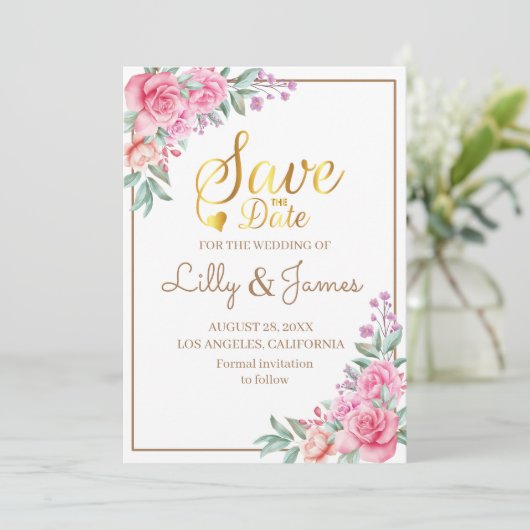 フローラ結婚ピンク セーブザデート (スタンド正面)