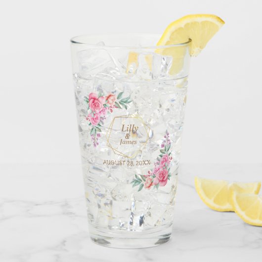 フローラ結婚ピンク タンブラーグラス (アイス裏面)