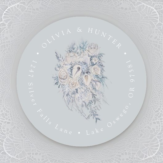 フローラ結婚ブーケのカップル名差出人住所 ラウンドシール