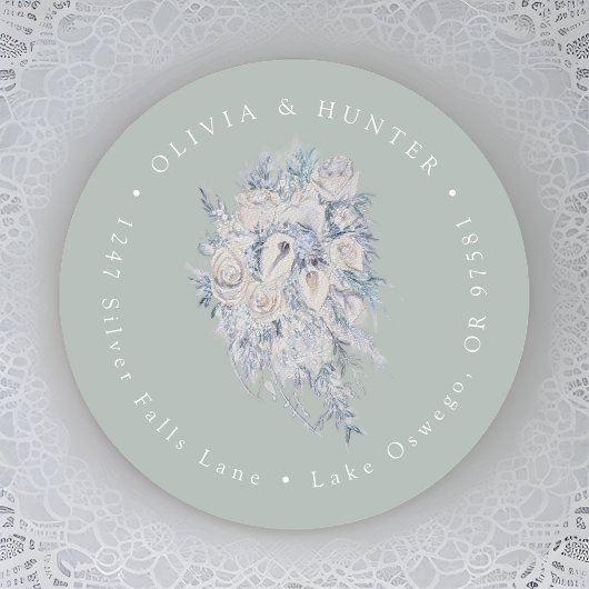 フローラ結婚ブーケのカップル名差出人住所 ラウンドシール