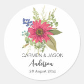 フローラ結婚ブーケ名前をカスタムする ラウンドシール (正面)