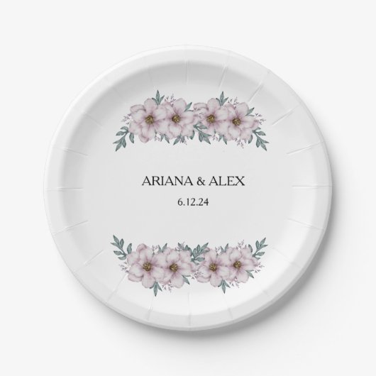 フローラ結婚ユーカリ紙プレート ペーパープレート (正面)