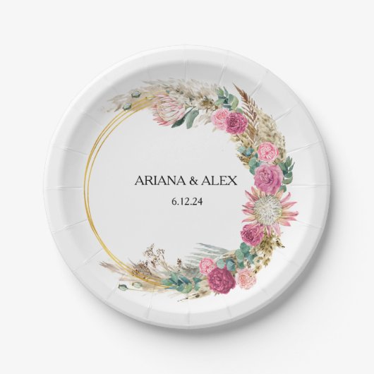 フローラ結婚ユーカリ紙プレート ペーパープレート (正面)
