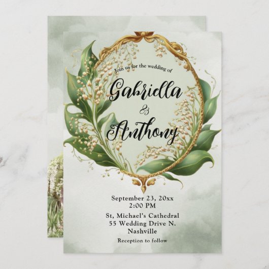 フローラ結婚リースのユリ 招待状 (正面/裏面)