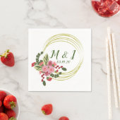 フローラ結婚リースのロゴイニシャル スタンダードカクテルナプキン (インサイチュ)