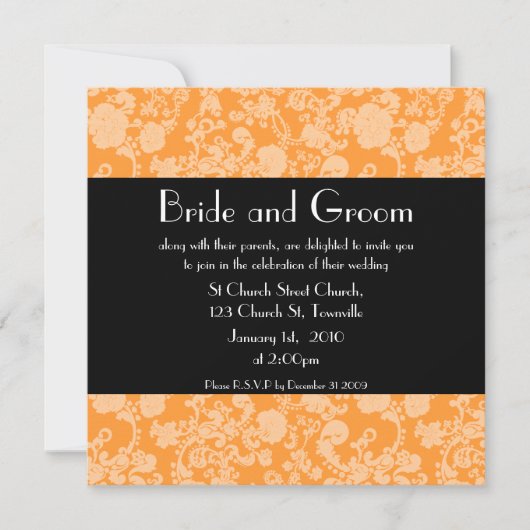 フローラ結婚ロココの招待、5.25インチx5.25インチ 招待状 (正面)