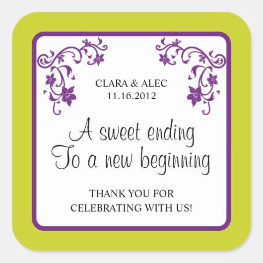 フローラ結婚式の引き出物シール スクエアシール (正面)