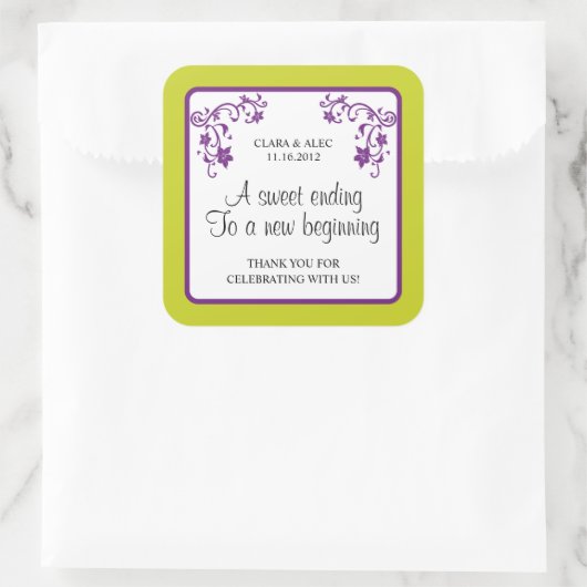 フローラ結婚式の引き出物シール スクエアシール (バッグ)