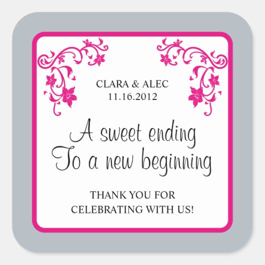 フローラ結婚式の引き出物シール スクエアシール (正面)