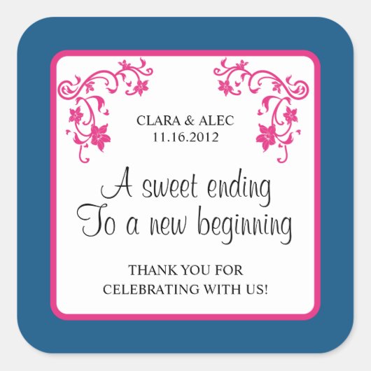 フローラ結婚式の引き出物シール スクエアシール (正面)