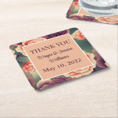 フローラ結婚式の引き出物/サンキュー スクエアペーパーコースター (アングル)