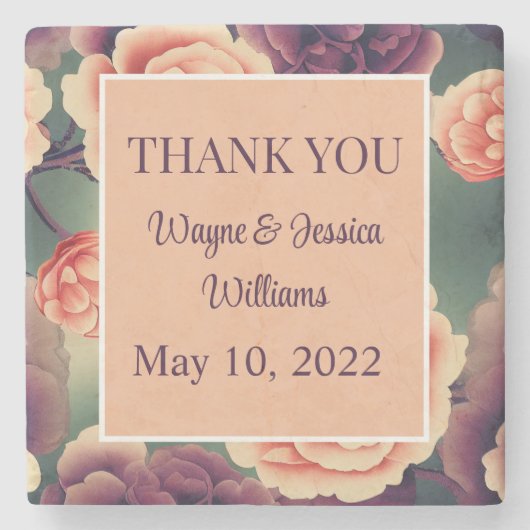 フローラ結婚式の引き出物/サンキュー ストーンコースター (正面)