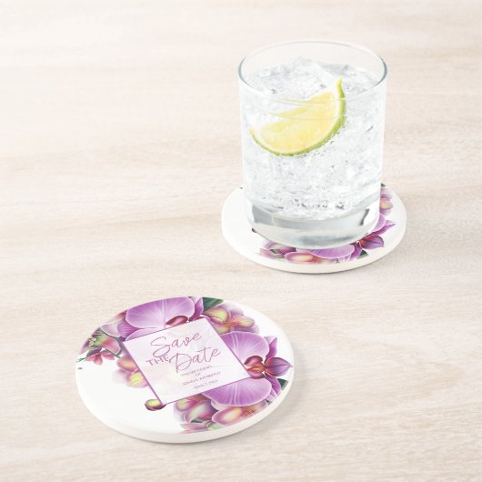 フローラ結婚式の日付の保存 コースター (側面)