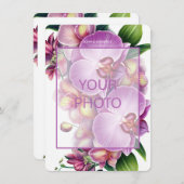 フローラ結婚式の日付を写真で保存 エンクロージャーカード (正面/裏面)