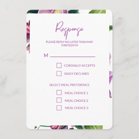 フローラ結婚式の日付を写真で保存 エンクロージャーカード (裏面)