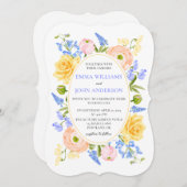 フローラ結婚式招待状とパステルフラワー (正面/裏面)