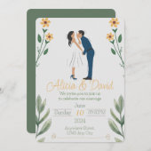 フローラ結婚式招待状と新郎新婦 招待状 (正面/裏面)