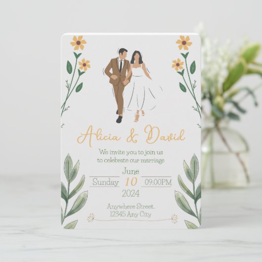 フローラ結婚式招待状と新郎新婦 招待状 (スタンド正面)