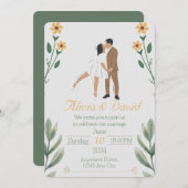 フローラ結婚式招待状と新郎新婦 招待状 (正面/裏面)